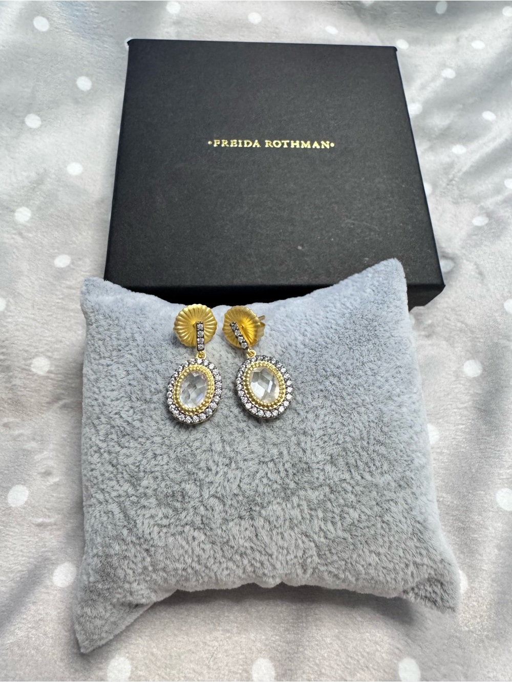 Freida Rothman two toned matte gold earrings